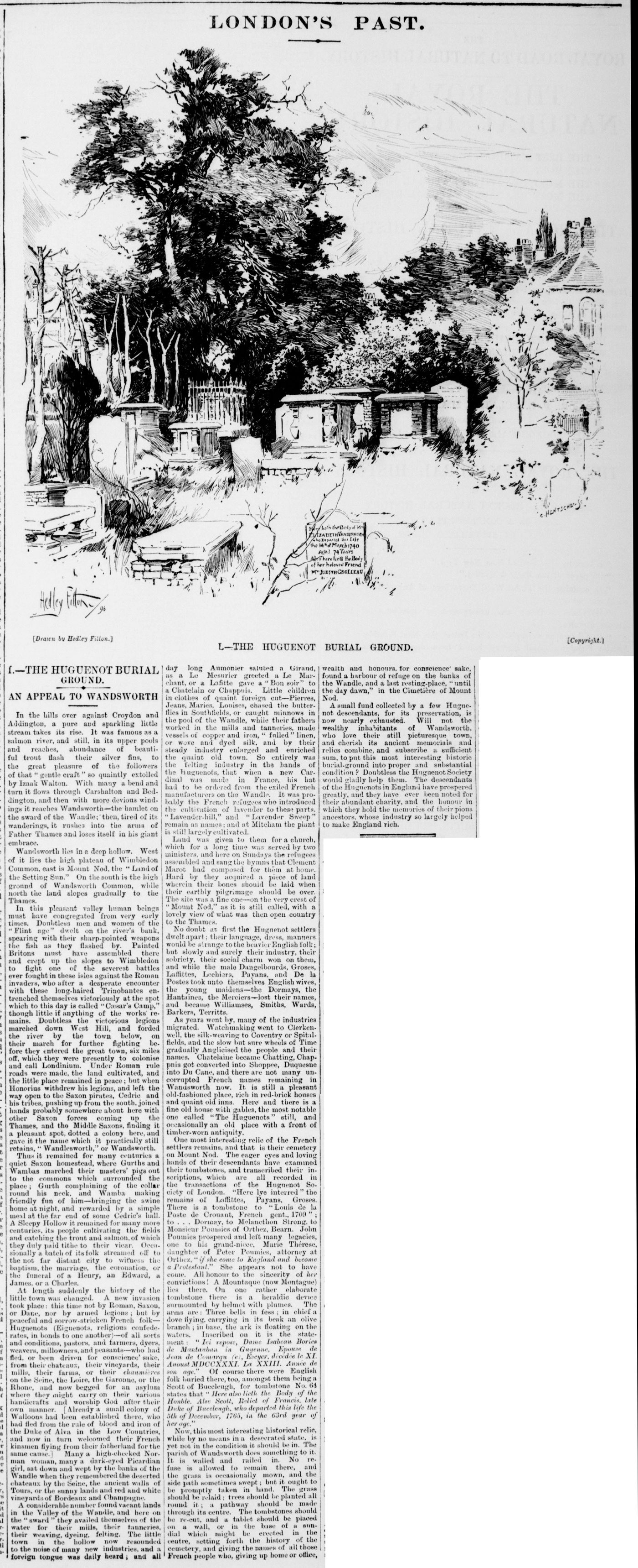 Daily Chronicle, 16 May 1896: The Huguenot Burial Ground, an appeal to Wandsworth (full cutting)
