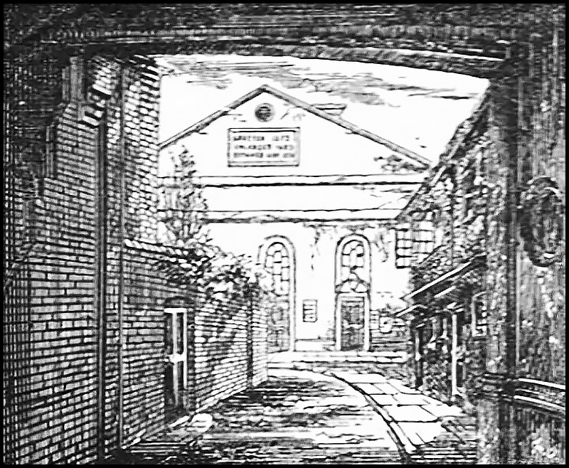 Old French church, Wandsworth, now demolished; from The Graphic, 24 October 1885.