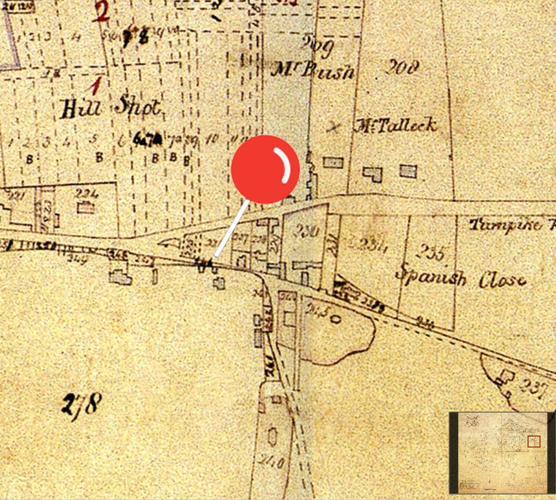 Mount Nod, 1787 Corris survey, with pin