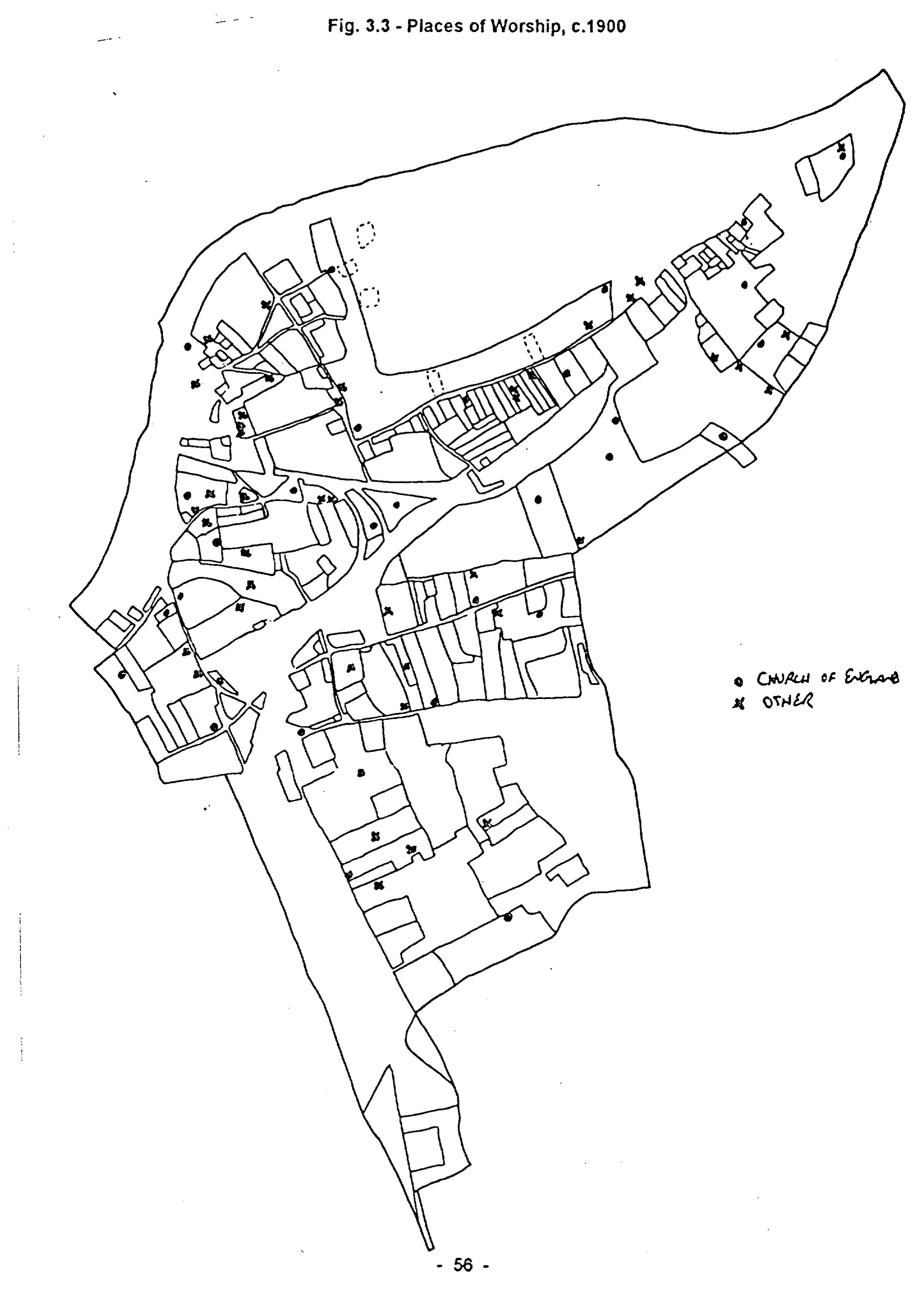 Fig. 3.3 – Places of Worship, c.1900