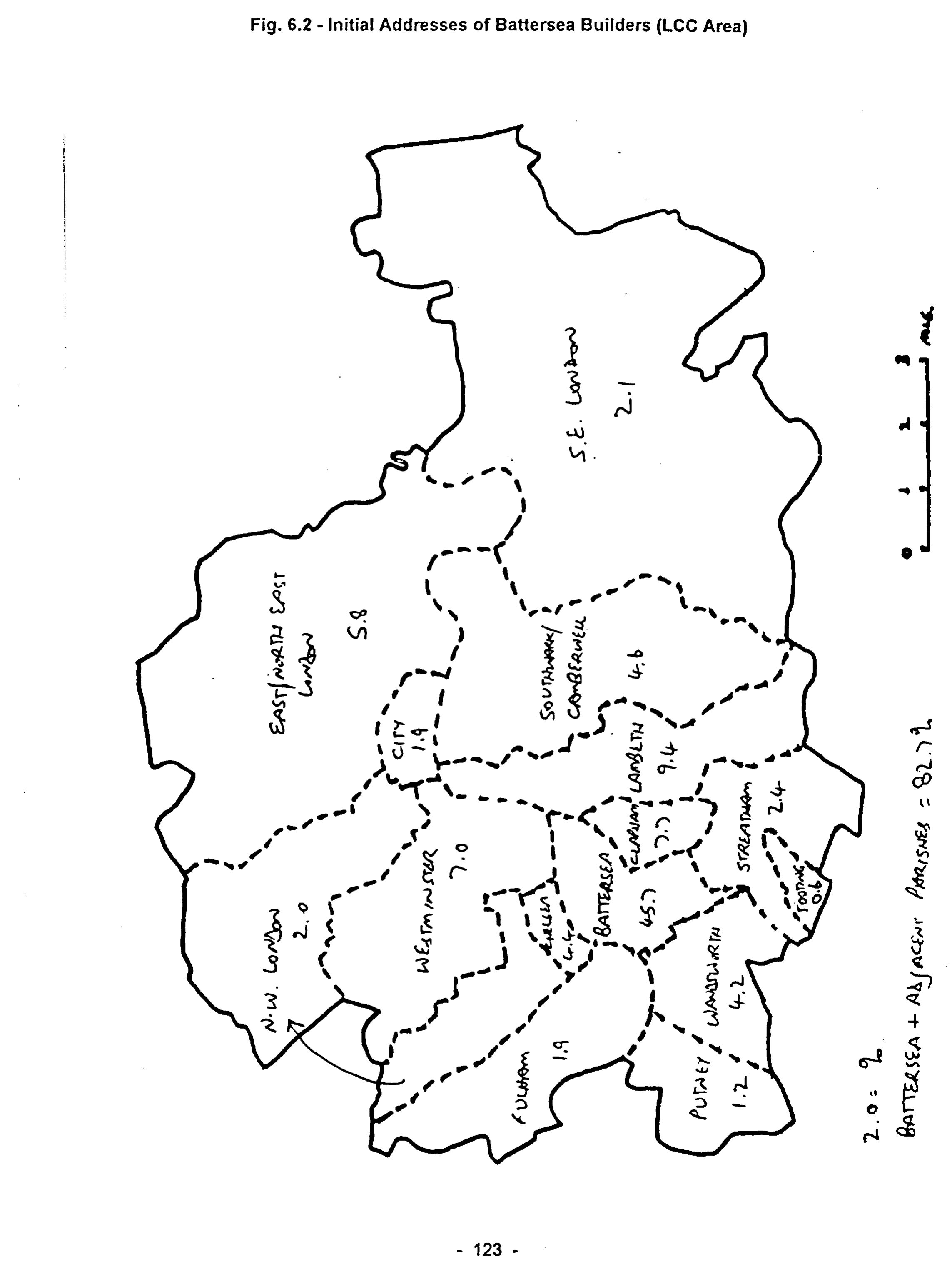 Fig. 6.2 – Initial Addresses of Battersea Builders (LCC Area)