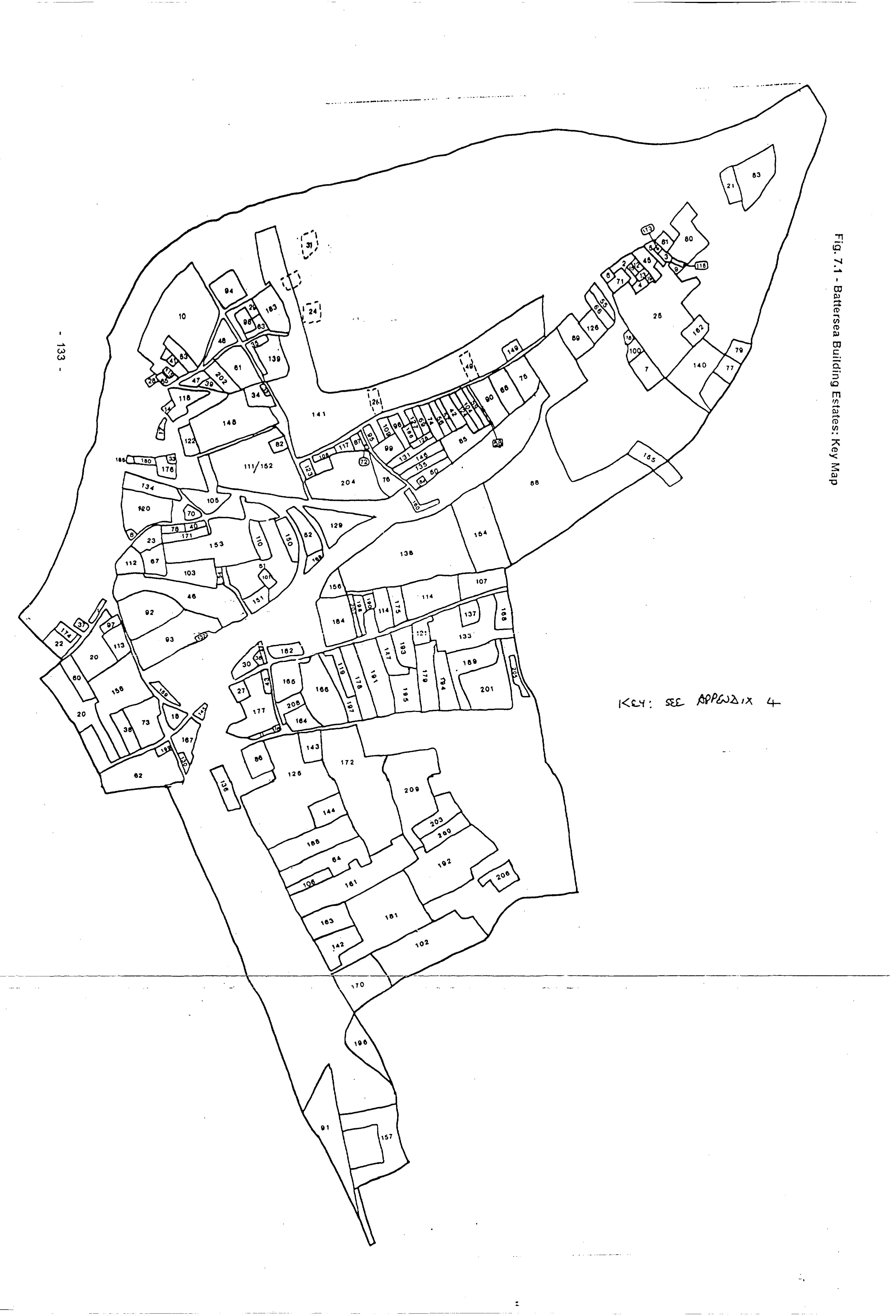 Fig. 7.1 – Battersea Building Estates: Key Map