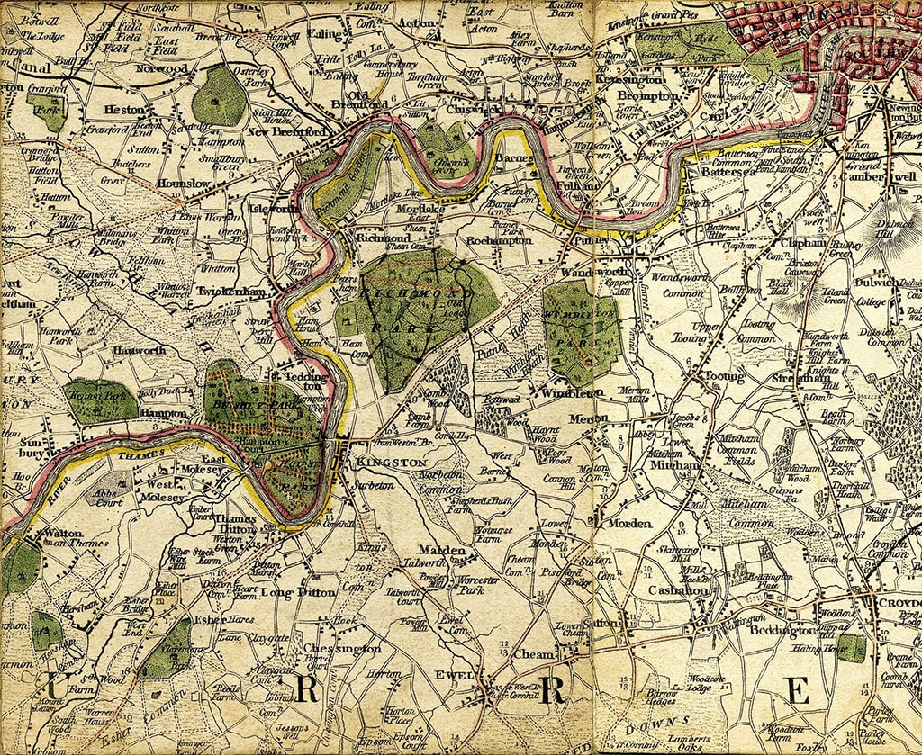 William Faden, Topographical Map Twenty Miles Round London, 1800 — detail