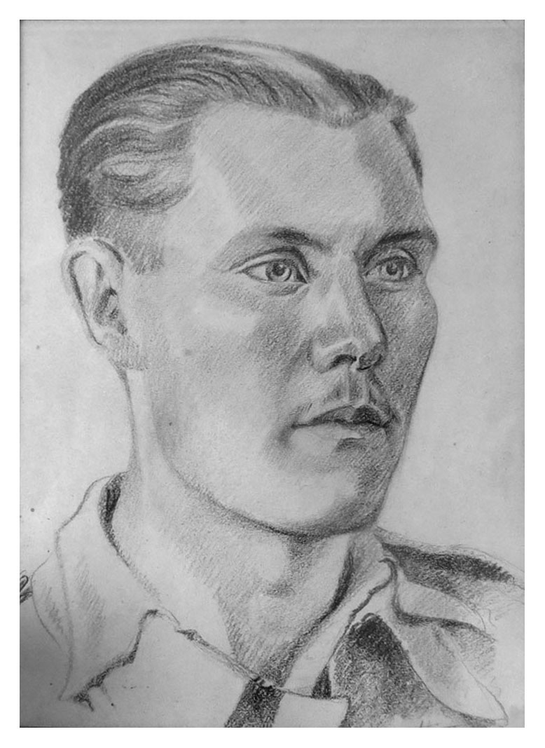 Portrait in a German POW camp, c.1944. It cost him 5 cigarettes.
