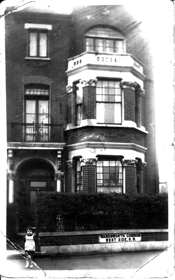 Janet Paul (née Betterton), aged about 14 months, outside the family home at 26 West Side, Wandsworth Common, 1934