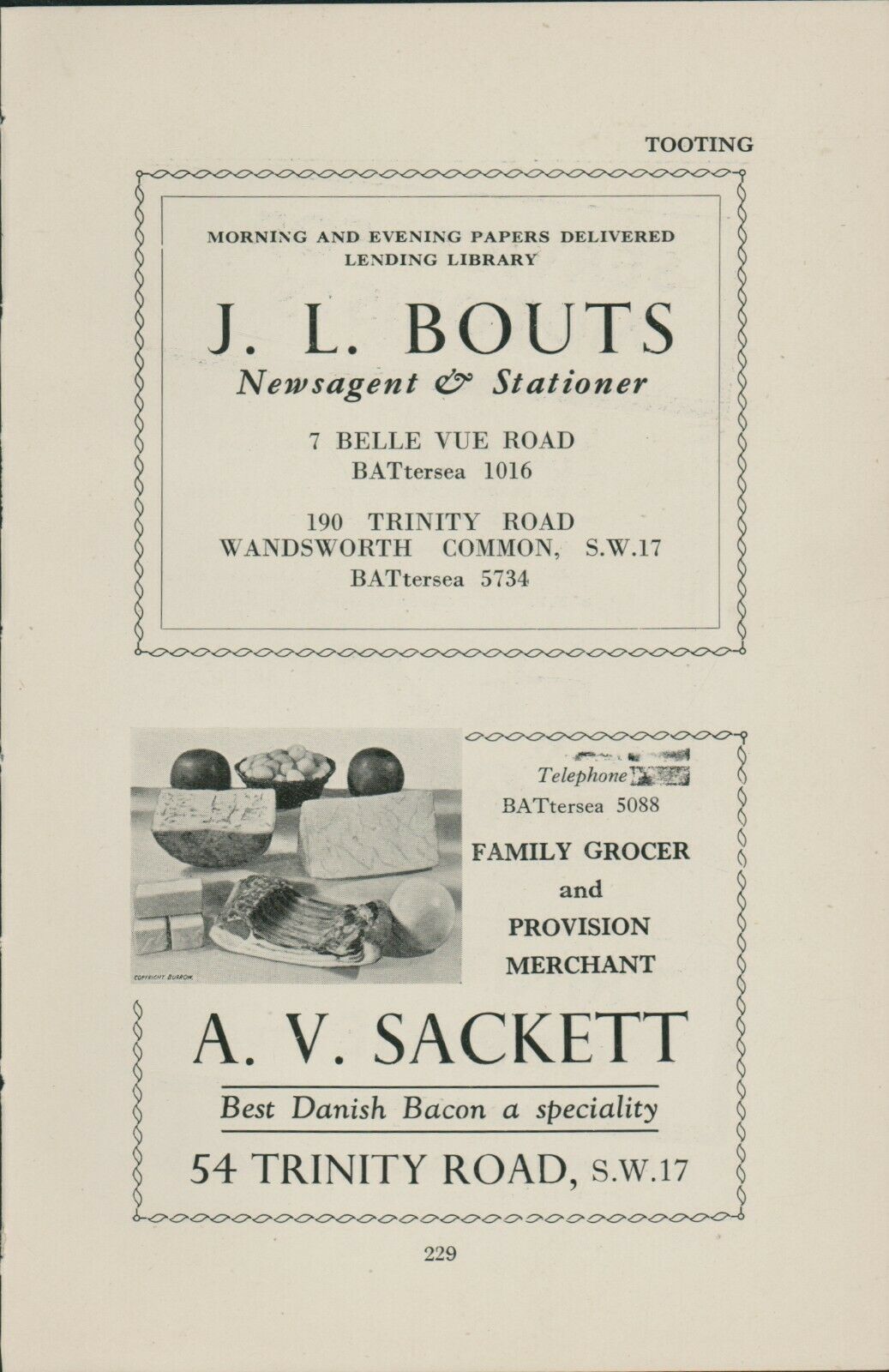 Advert for Bouts shops on Bellevue and 190 Trinity Road