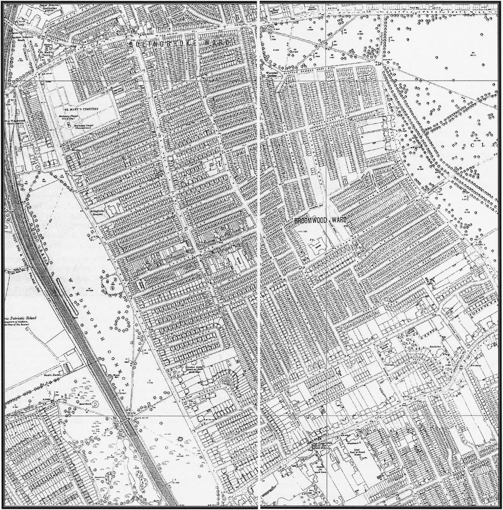 Fig. 1 – OS map of South Battersea dated 1916
