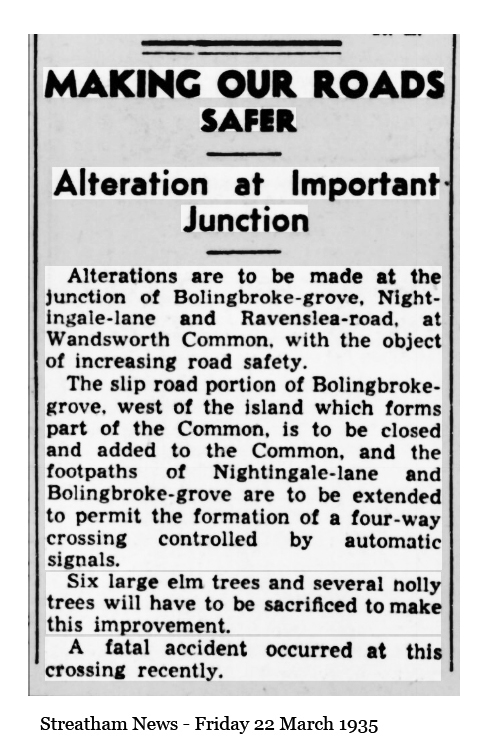 Streatham News cutting: Making Our Roads Safer, 22 March 1935