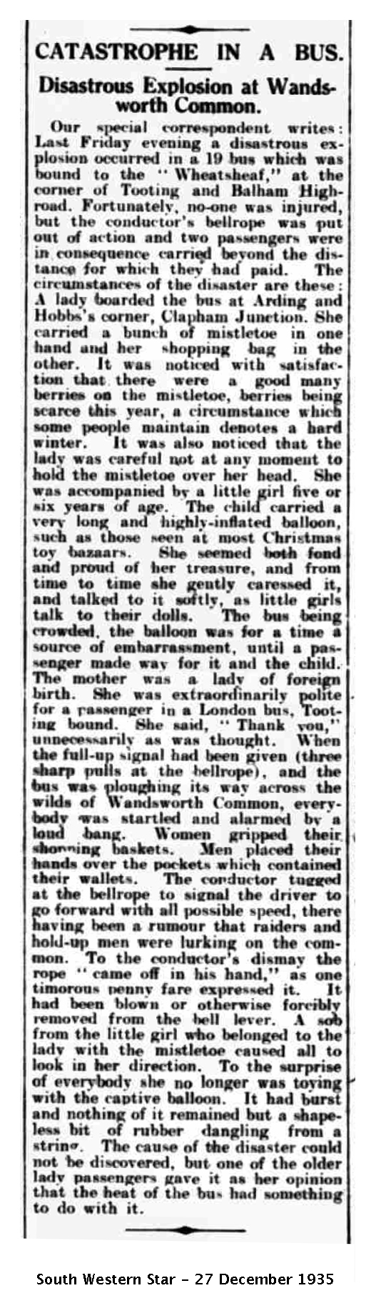 South Western Star cutting: Catastrophe in a Bus, 27 December 1935