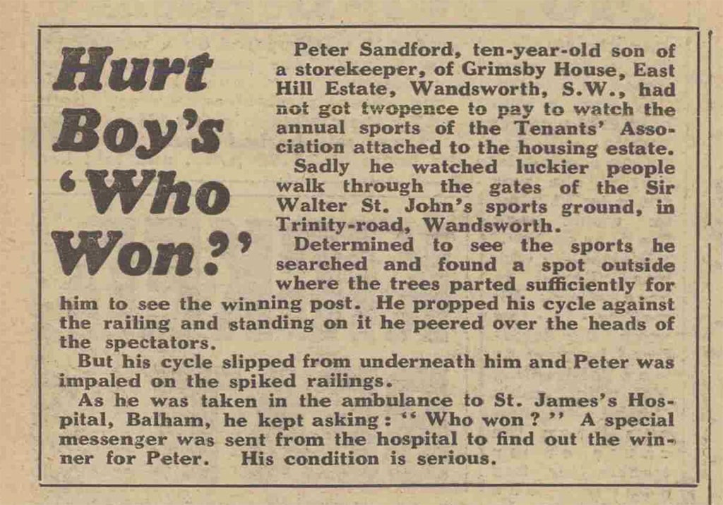 Daily Mirror cutting: Hurt Boy's 'Who Won?', 16 August 1938