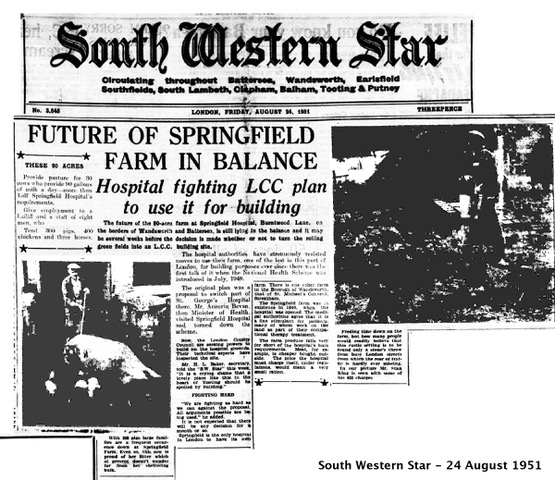 South Western Star, 24 August 1951: Future of Springfield Farm in Balance